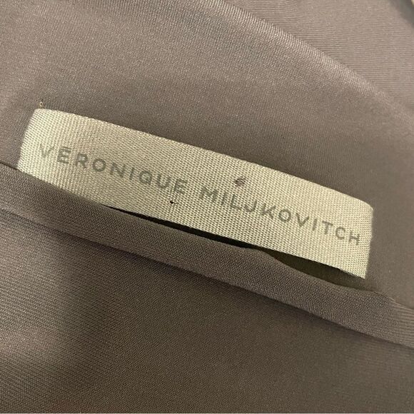 Veronque Miljovitch Grey Asymmetric Jersey Knit Long Sleeve Cowl Neck Dress XS - Picture 6 of 7